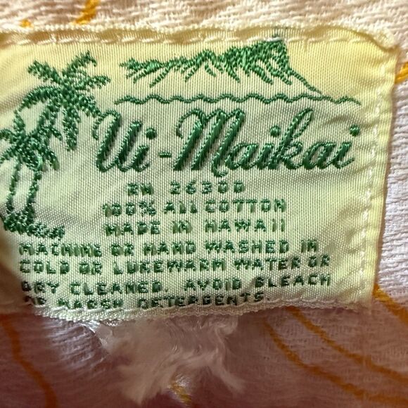 Vtg RARE Ui-Maikai Hawaiian Shirt Medium BARKCLOTH Cotton RN#26300 Floral Stain - Picture 9 of 12